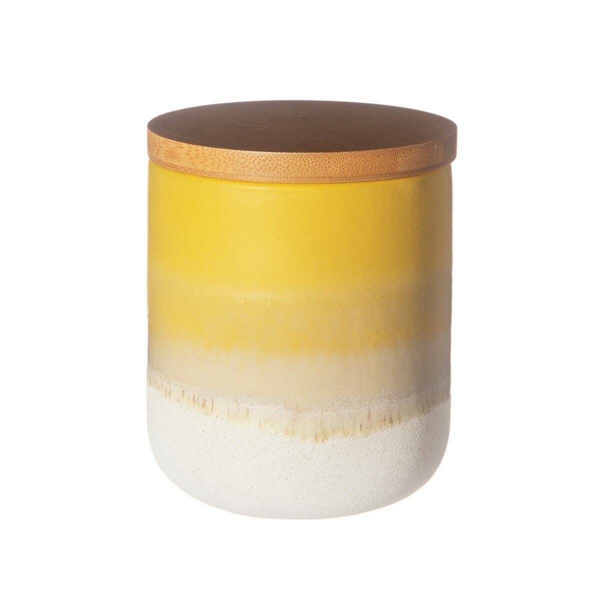 Ceramic Tea Coffee Sugar Biscuits Cookies Canister Storage Jars With Wooden Lids
