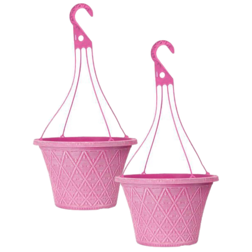 2Pcs 30cm 12 Inch Hanging Basket Pink Outdoor Planter Decorative Outdoor Pot