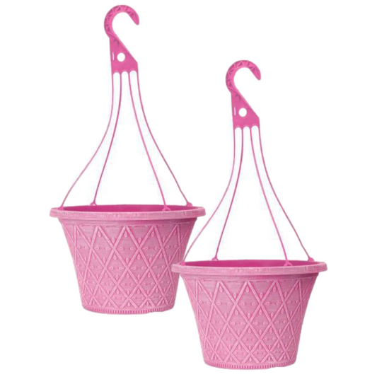 2Pcs 30cm 12 Inch Hanging Basket Pink Outdoor Planter Decorative Outdoor Pot