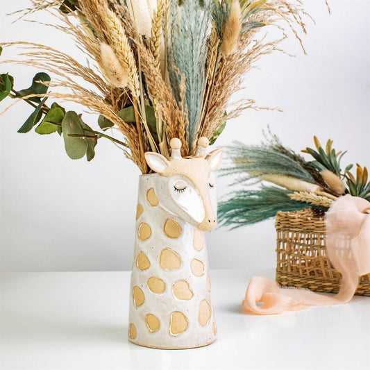 Ceramic Giraffe Vase Autumn Home Flowers Buds Holder Vase Safari Nursery Decor
