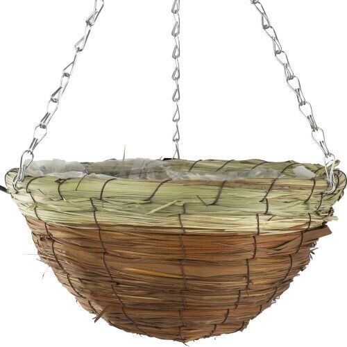 6X 30cm 12Inch Natural Brown Wicker Hanging Basket Lined Straw Willow Planter