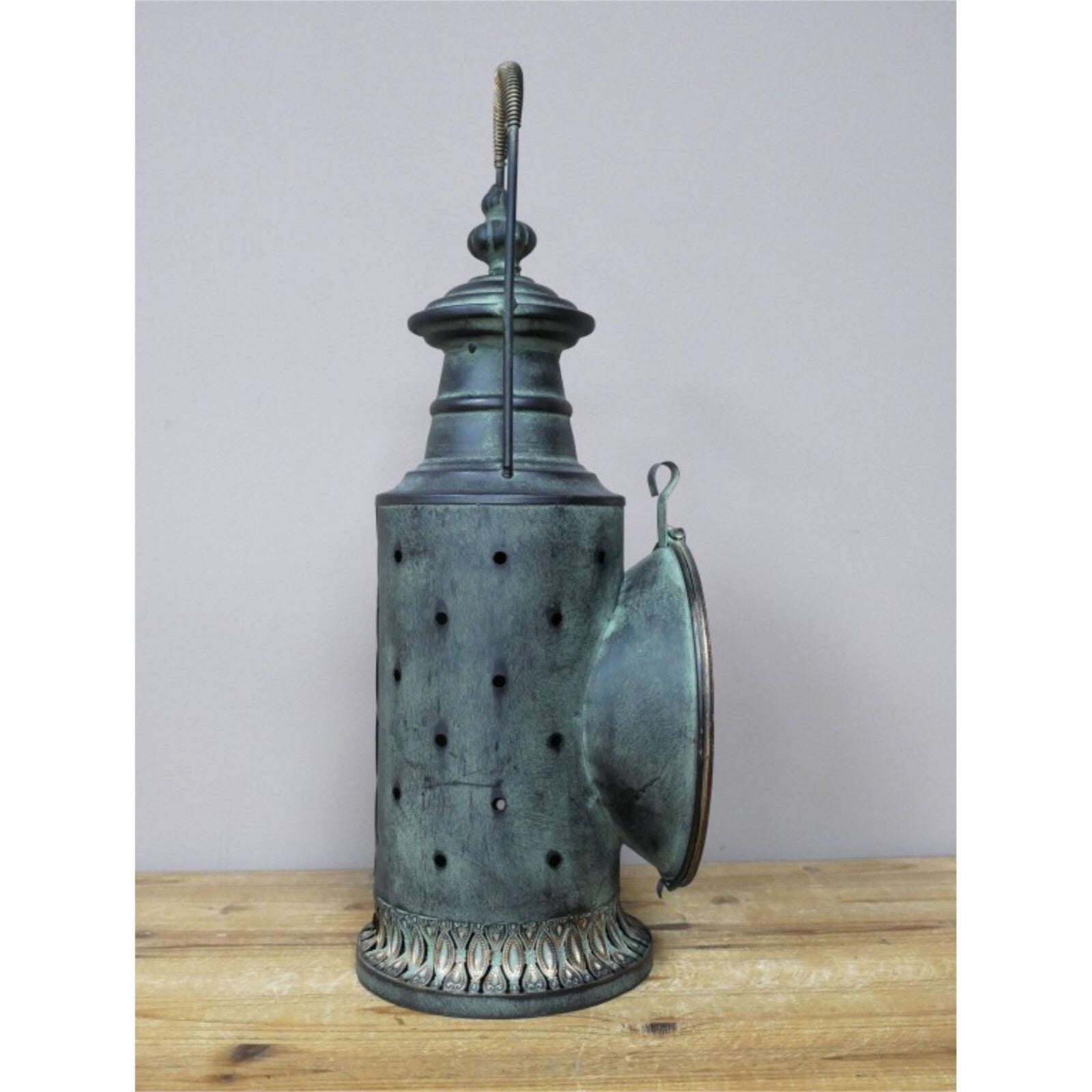 Metal Lantern Vintage Style Old Railway Home Candle Holder Glass Light Lamp Gift