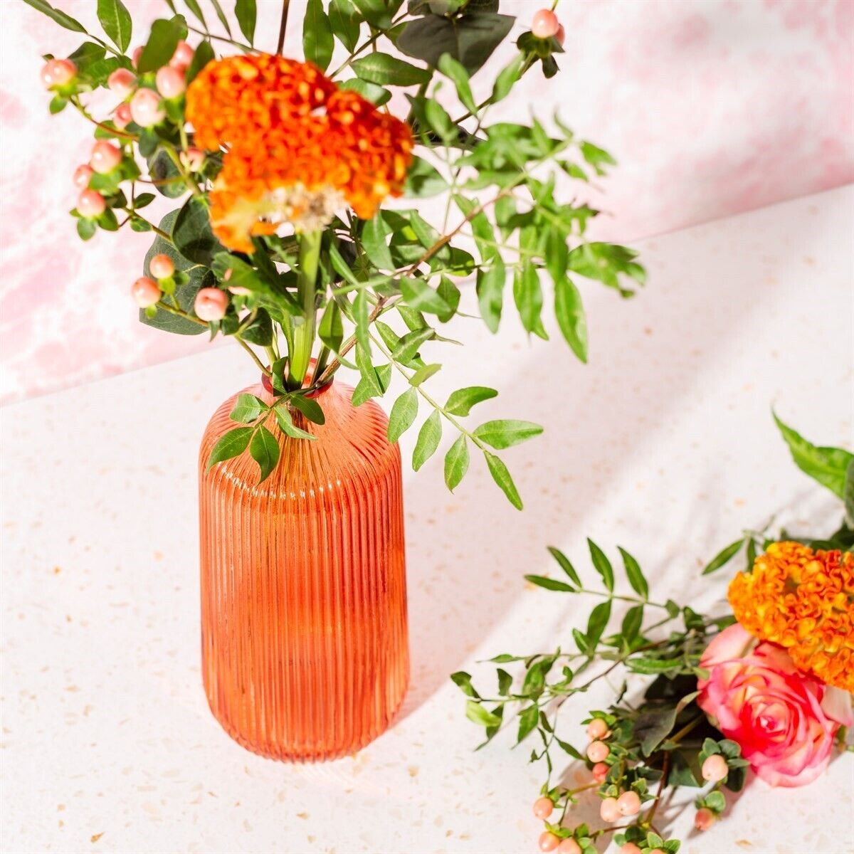 Tall Fluted Glass Vase Glass Sodalime Vase Table Display Flowers Display Holder