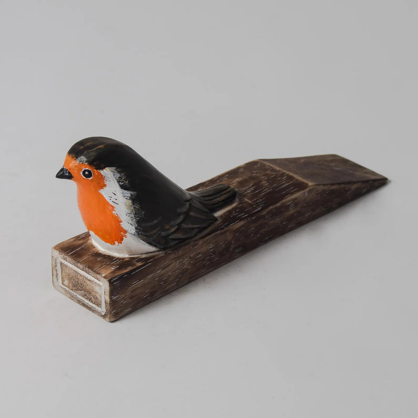 Wooden Robin Door Stopper Hand Carved Bird Door Wedge Rustic Heavy Door Holder