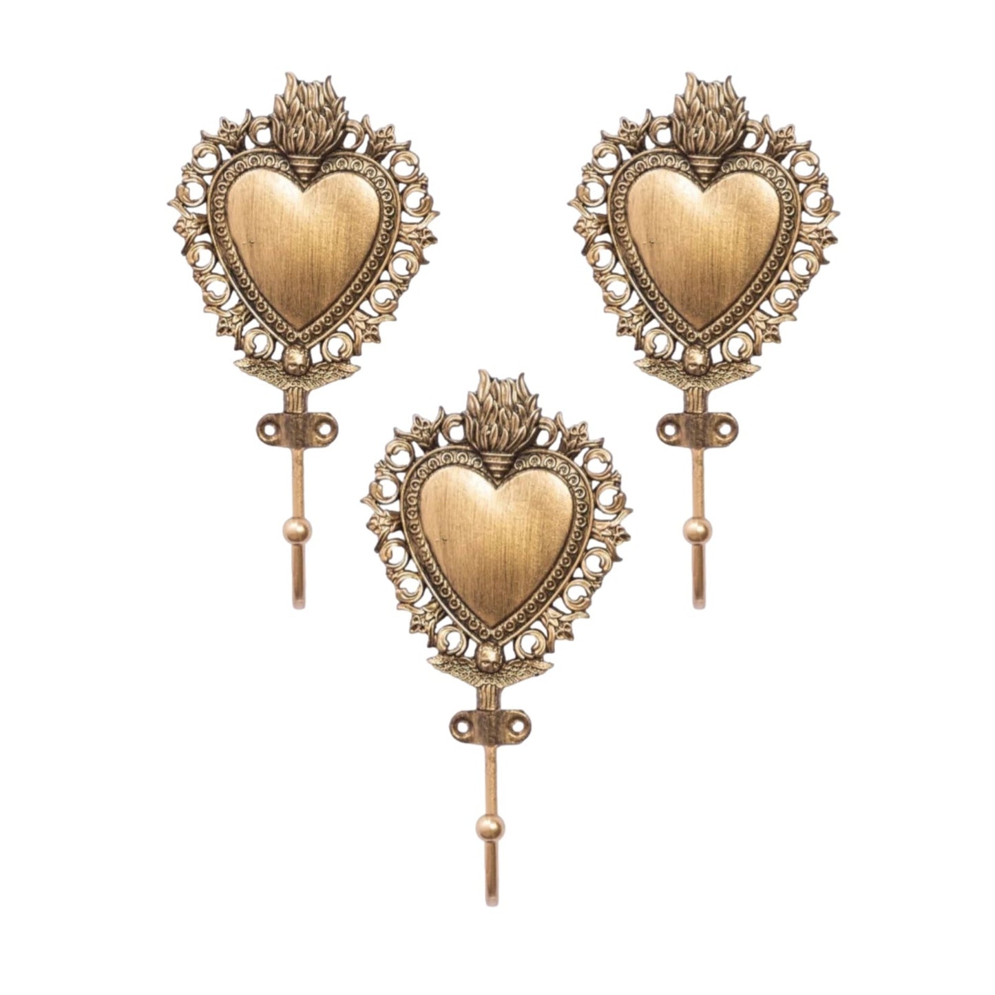 Metal Coat Hook Sacred Heart Antique Gold Wall Mounted Gothic Catholic Key Hook