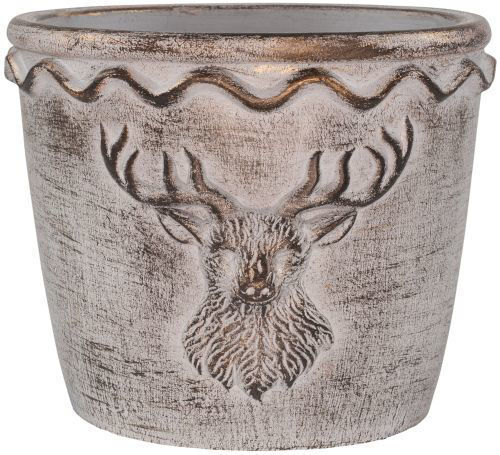 15cm Cement 3D Stag Head Bust Grey Indoor Plant Pot Cover Christmas Planter
