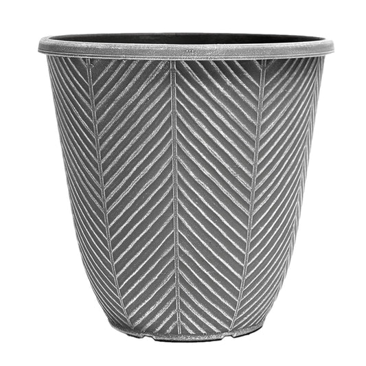 Round Plastic Silver Grey Plant Pot 31cm Tall Outdoor 13L Flower Garden Planter
