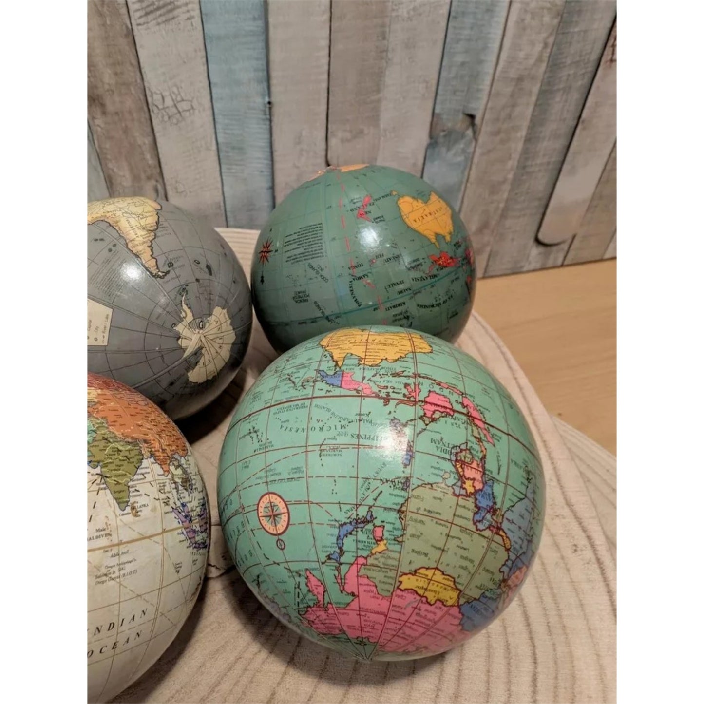 6Pc Cardboard World Map Globes Geography Educational Vintage Tabletop Ornament