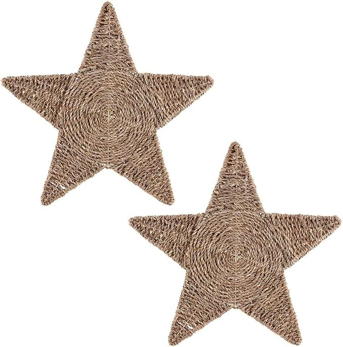 Table Place Mats Jute Rope Woven Star Xmas Party Dinner Table Decor Top Mats Chr