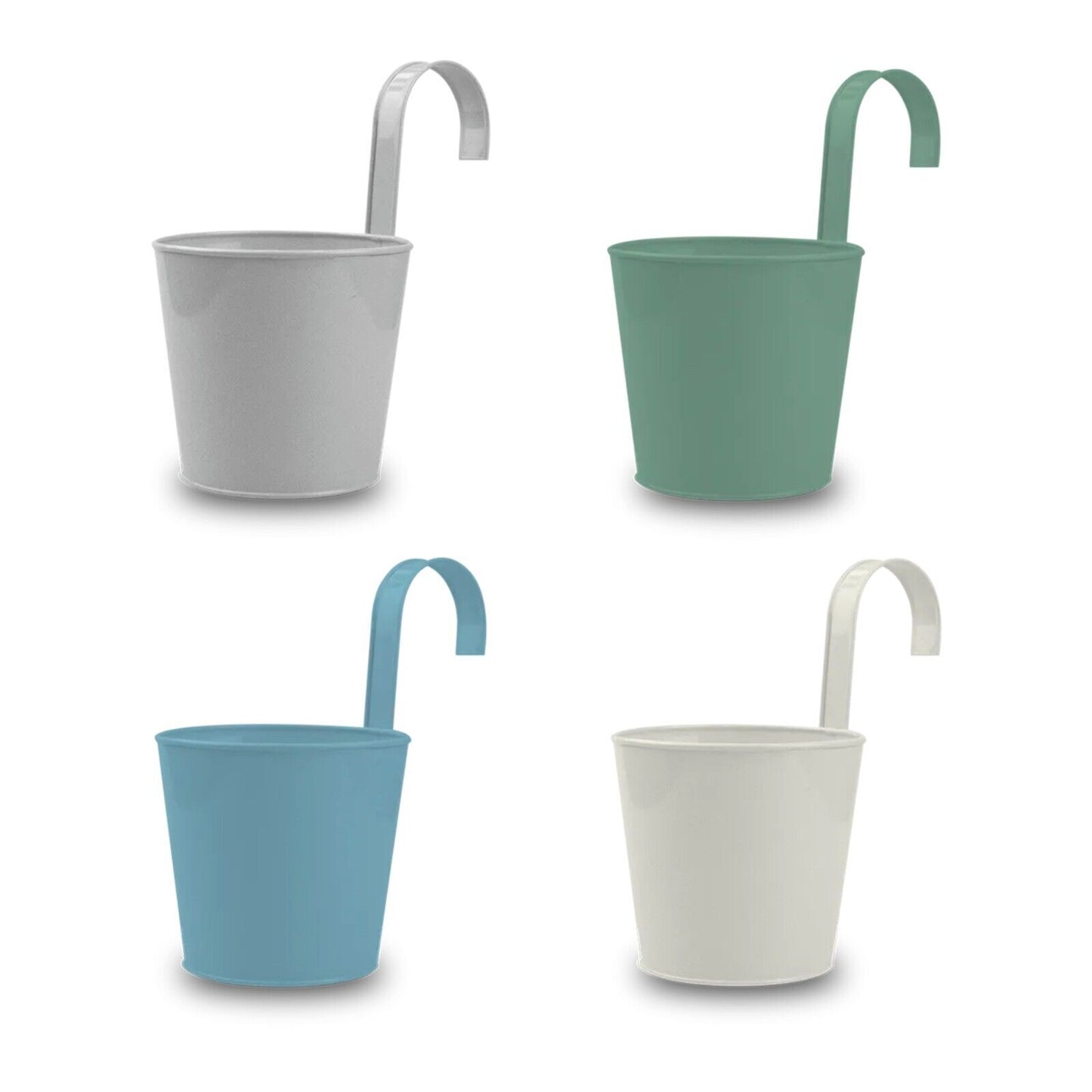 4Pc Metal Flower Pots Hanging Pots 13cm Balcony Garden Planters With Hooks Gift