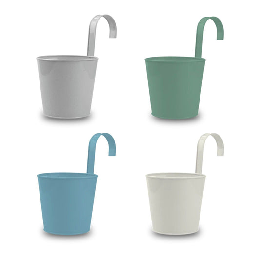 4Pc Metal Flower Pots Hanging Pots 13cm Balcony Garden Planters With Hooks Gift