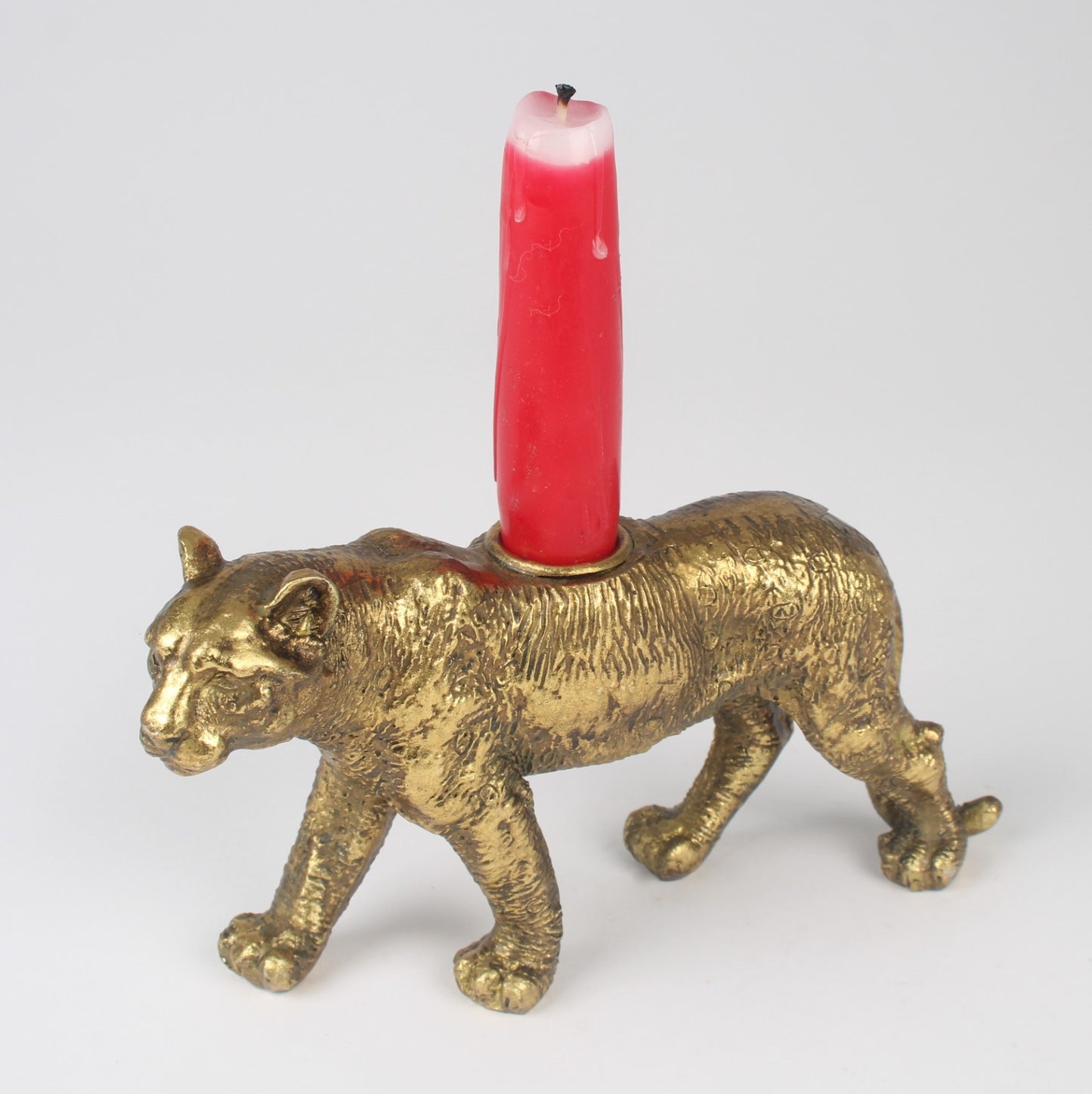 Resin Gold Leopard Taper/Dinner Candle Stick Holder Animal Statue Antique Gift