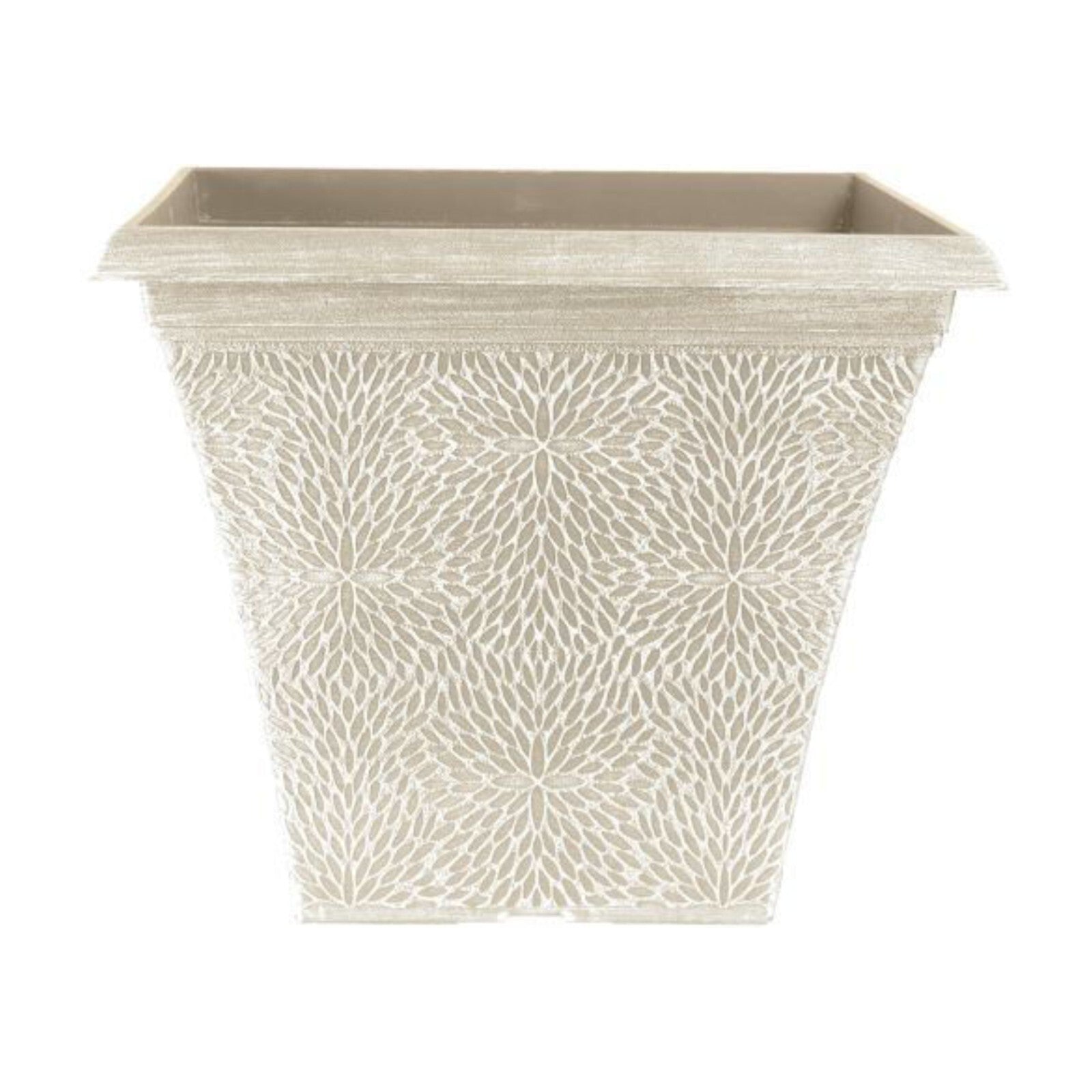 Square Plastic Plant Pot Beige Grey 35cm Outdoor 20L Pot Garden Planter Cover