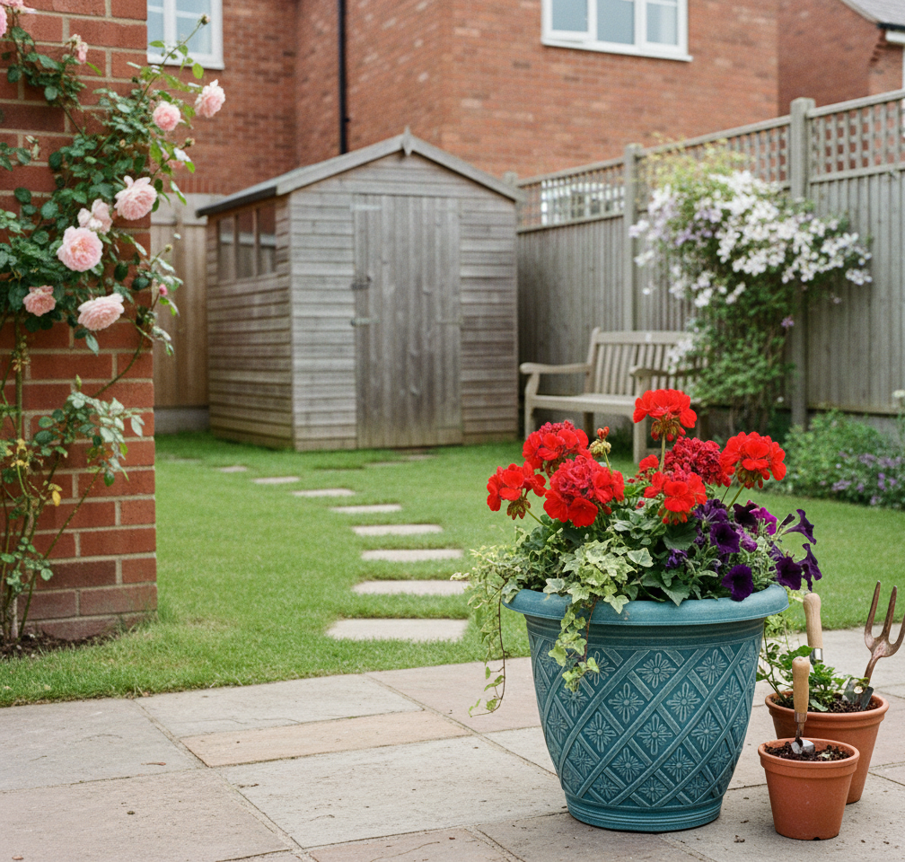 2Pc Round Plastic Plant Pot 40cm Teal 23L Woven Flower Garden Decor Planter Pot