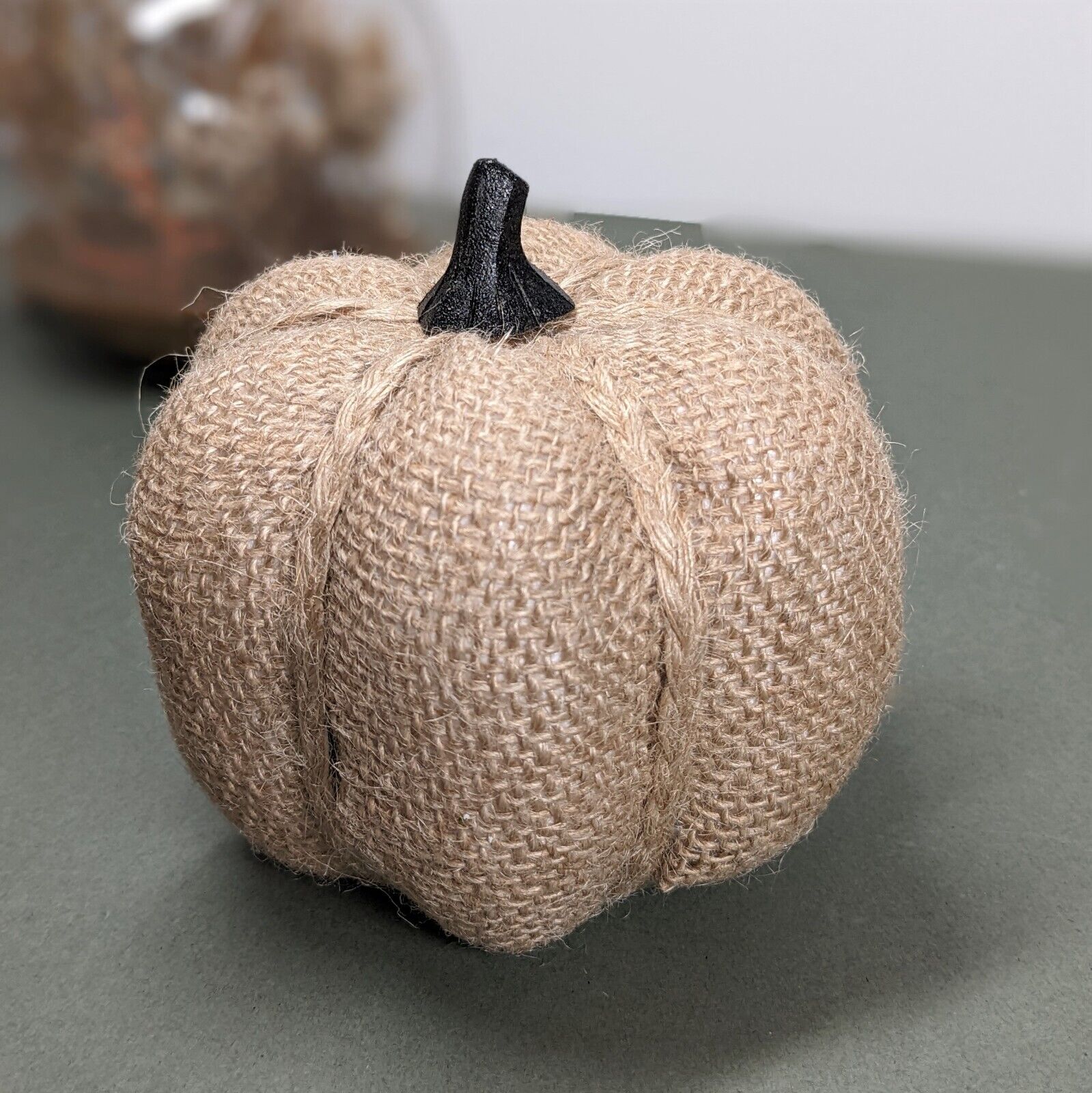 10cm Autumn Harvest Halloween Decor Pumpkin Rustic Jute Fabric Stems Ornament