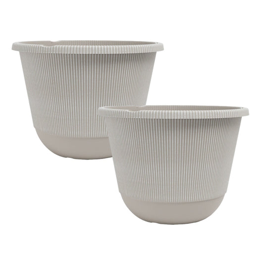 Round Grey Plastic Plant Pot 30cm Indoor 9L Garden Outdoor Flower Planter Cover