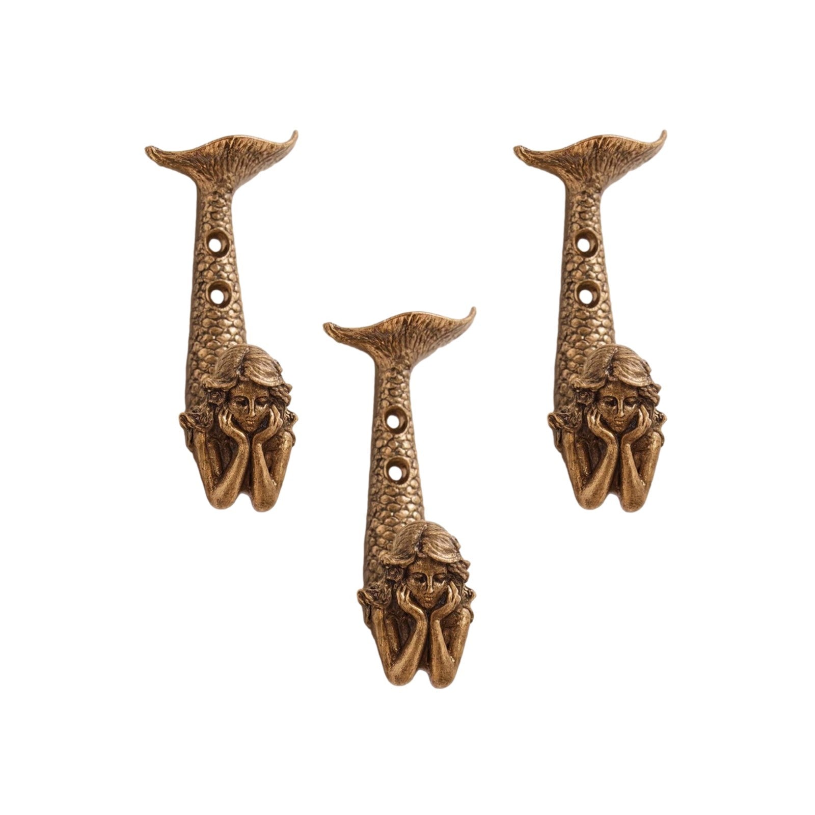 Metal Gold Mermaid Wall Hook Vintage Nautical Coat Key Towel Hanger Bathroom