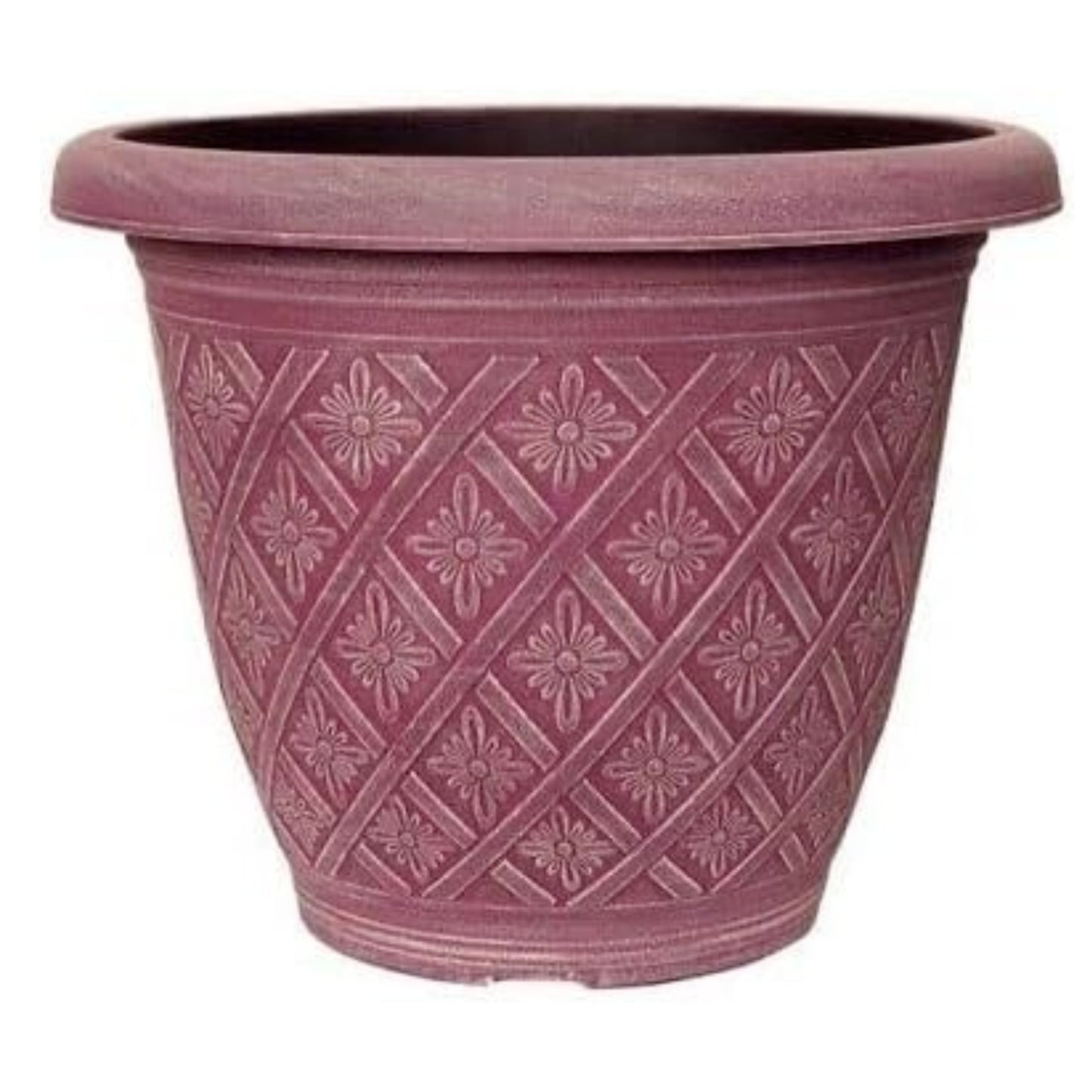 Round Plastic Plant Pot 40cm Weatherproof 23L Woven Flower Garden Decor Planter