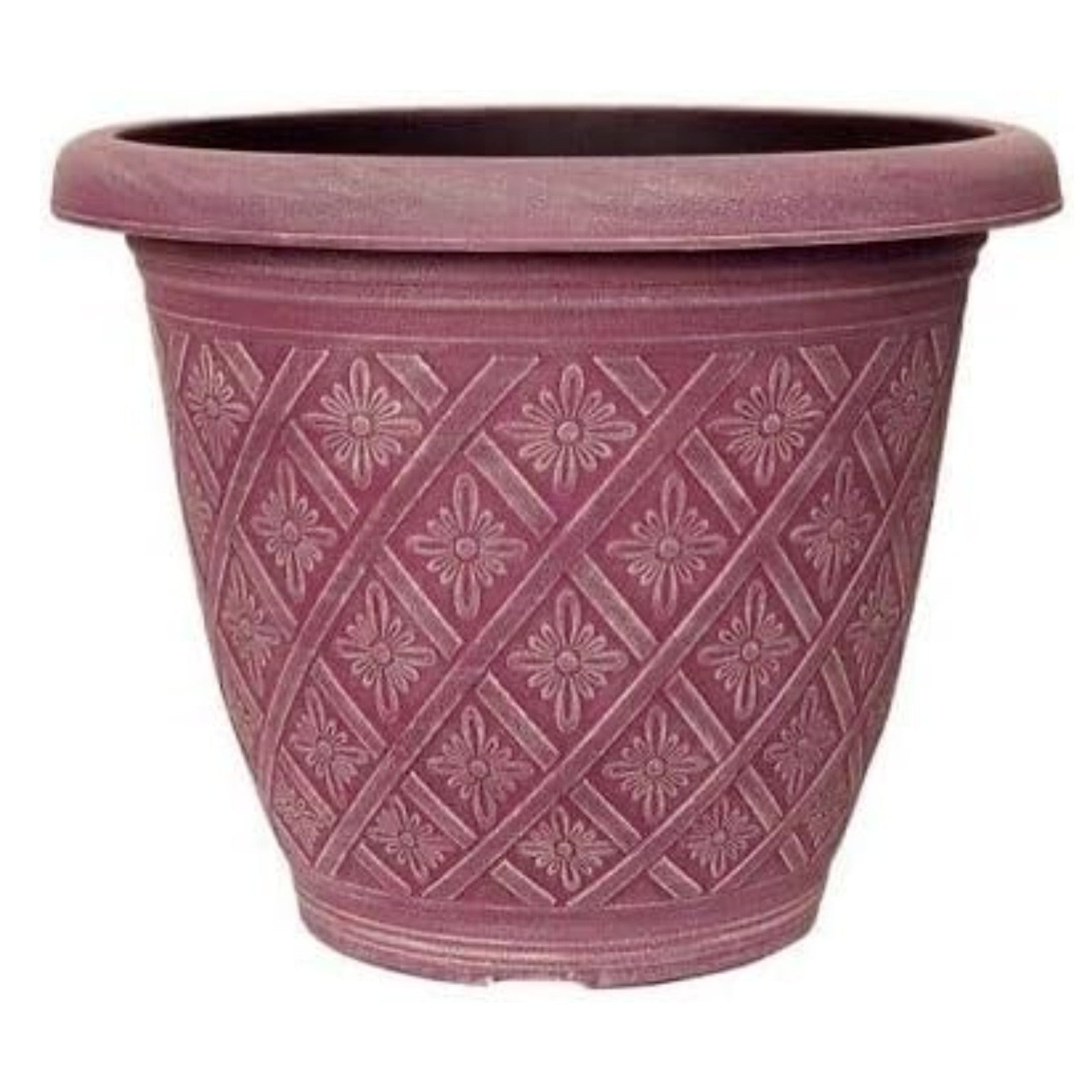 Round Plastic Plant Pot 40cm Weatherproof 23L Woven Flower Garden Decor Planter
