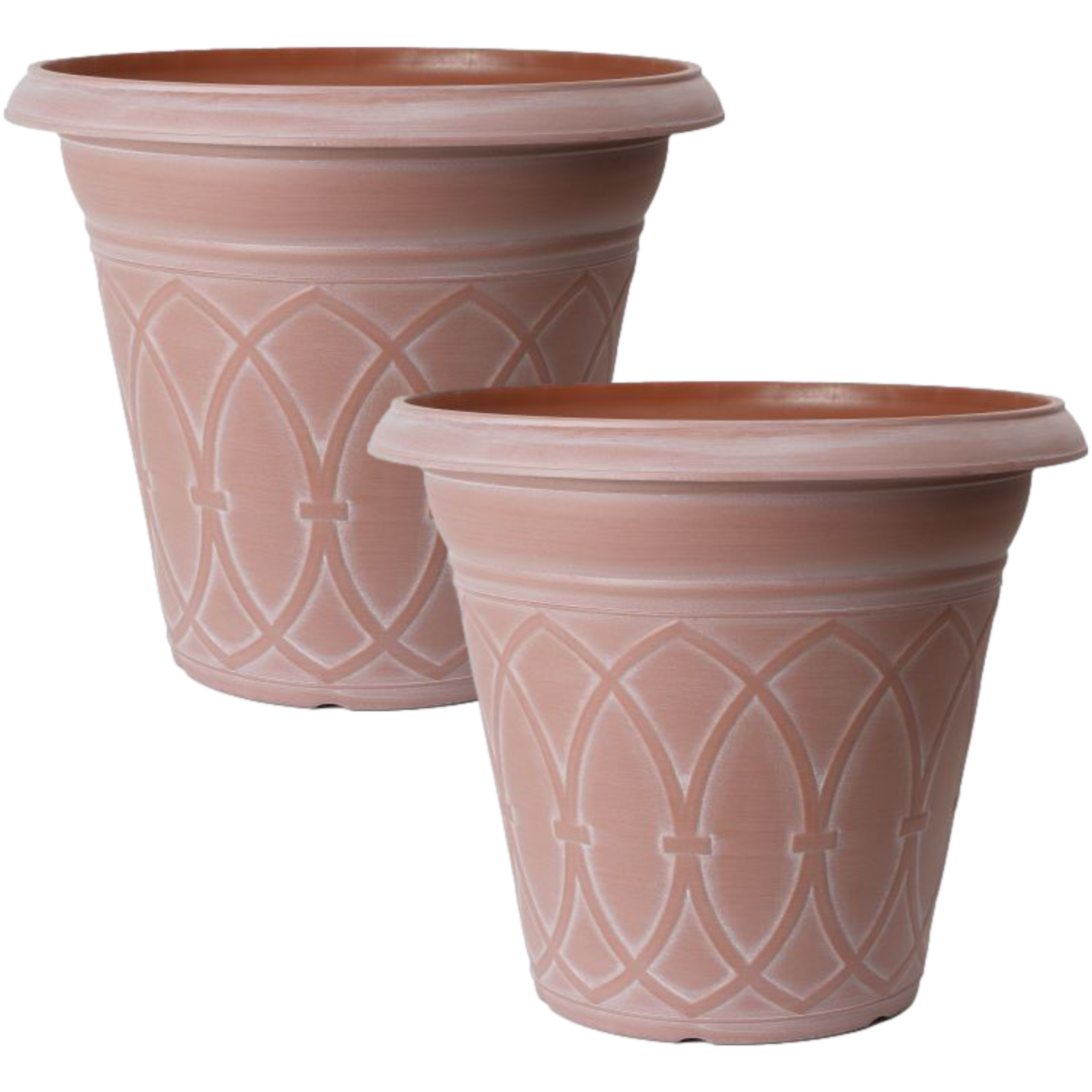 2Pc Plastic Durham Cloudy Terracotta Plant Pots 34cm 14L Outdoor Garden Planters