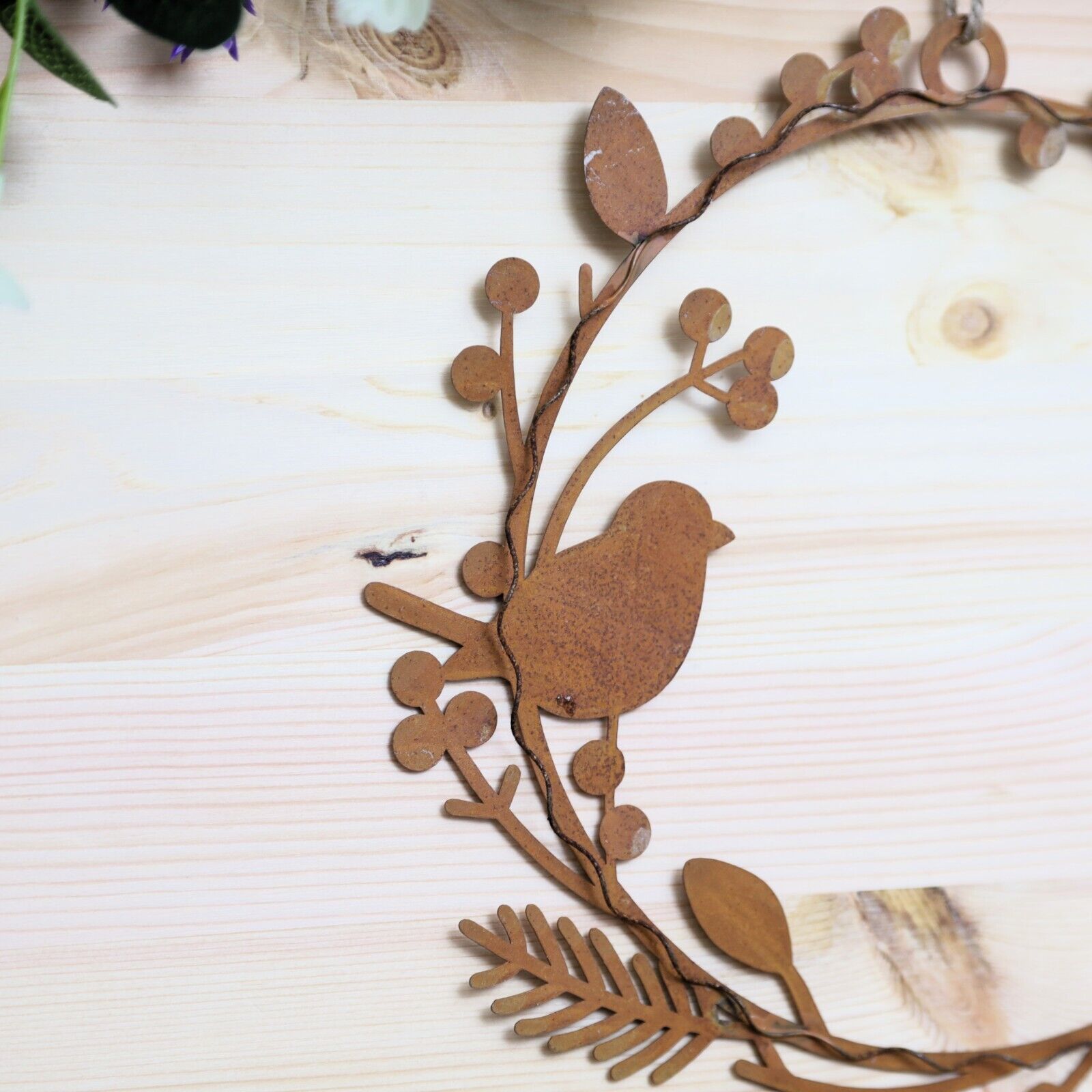 25cm Rustic Birds Metal Autumn Halloween Wreath Home Wall Garden Decor Gift