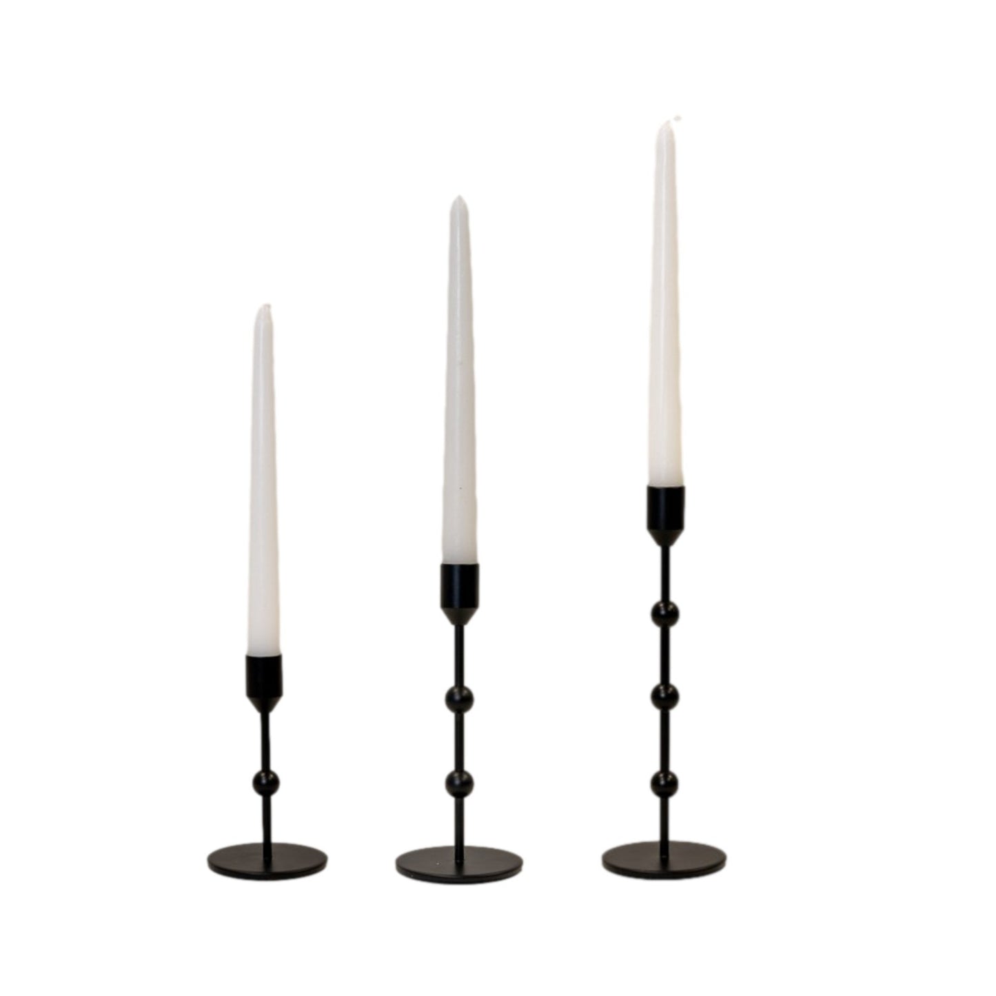 Black Metal Taper Candle Holders Tall Beaded Candlestick Stand Wedding Dining