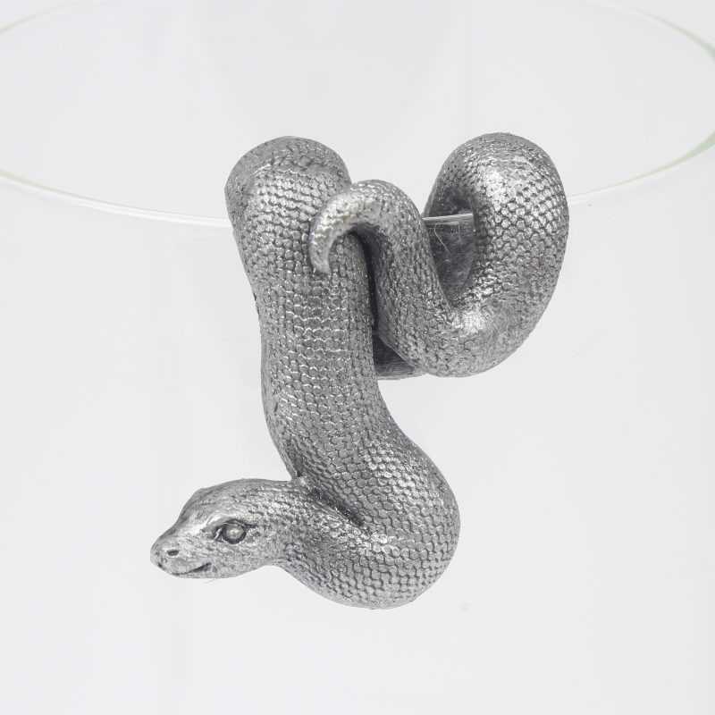 Resin Silver Snake Plant Pot Hanger Antique Animal Home Garden Decor Ornament