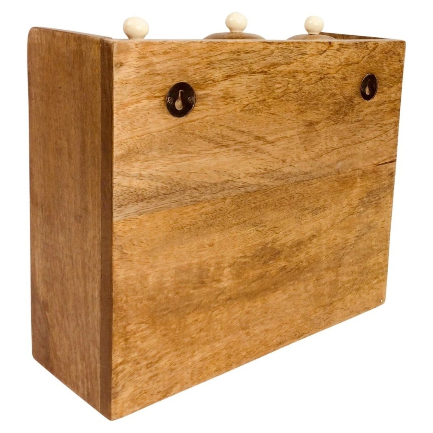 Rustic Wooden Kitchen Wall Rack 3 Ceramic Tea Coffee Sugar Jars Paper Roll Bar