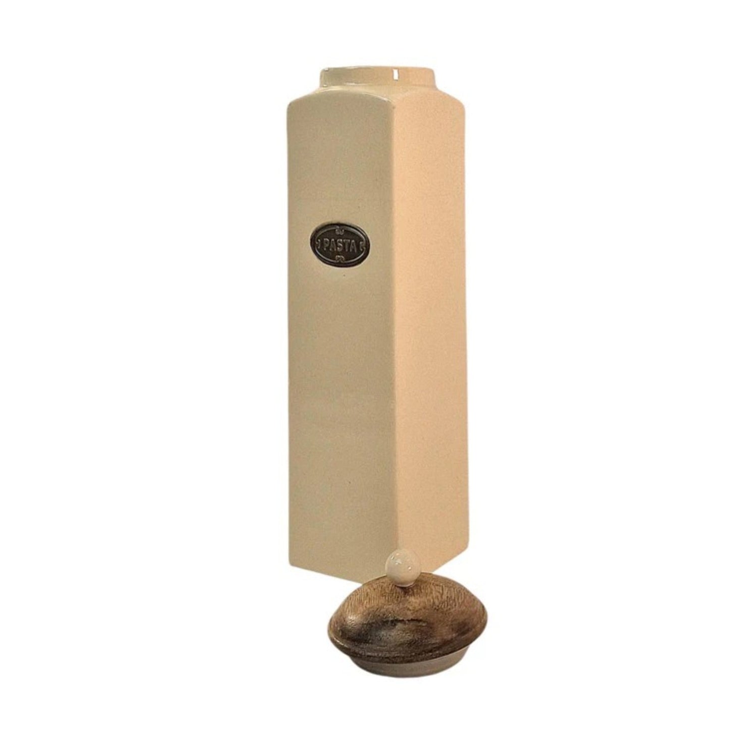 Ceramic Cream Pasta Jar with Handcrafted Mango Wood Lid Kitchen Shelf Storage