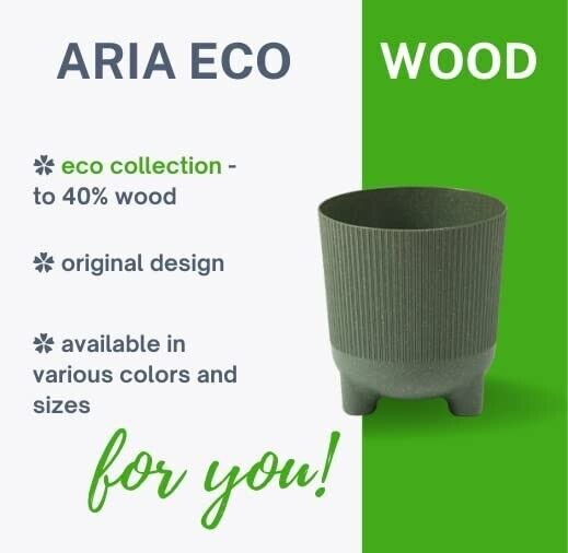 16 cm Eco Recycled Wood Plastic Green Round Indoor Planter Cover With Feet