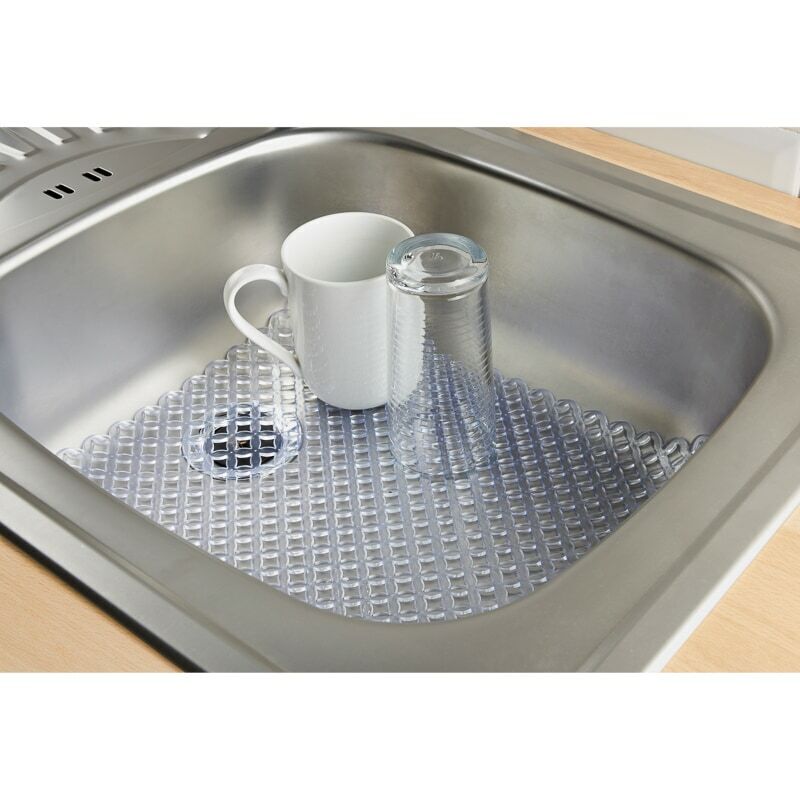 Grey Clear Anti Slip Kitchen Sink Scratch Protector Drainer Sink Mat 