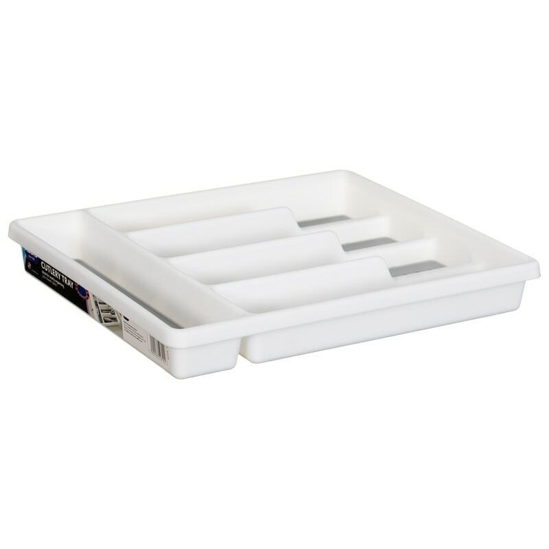 White Plastic Kitchen Cutlery Tray Organiser Rack Holder Non Slip Tidy Storage