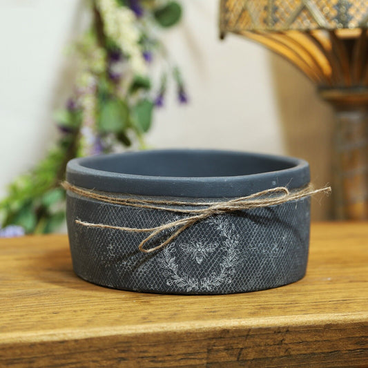 Stone Black Bee Bowl Plant Pot 16cm Planter Flower Herb Pot Cover Home Decor
