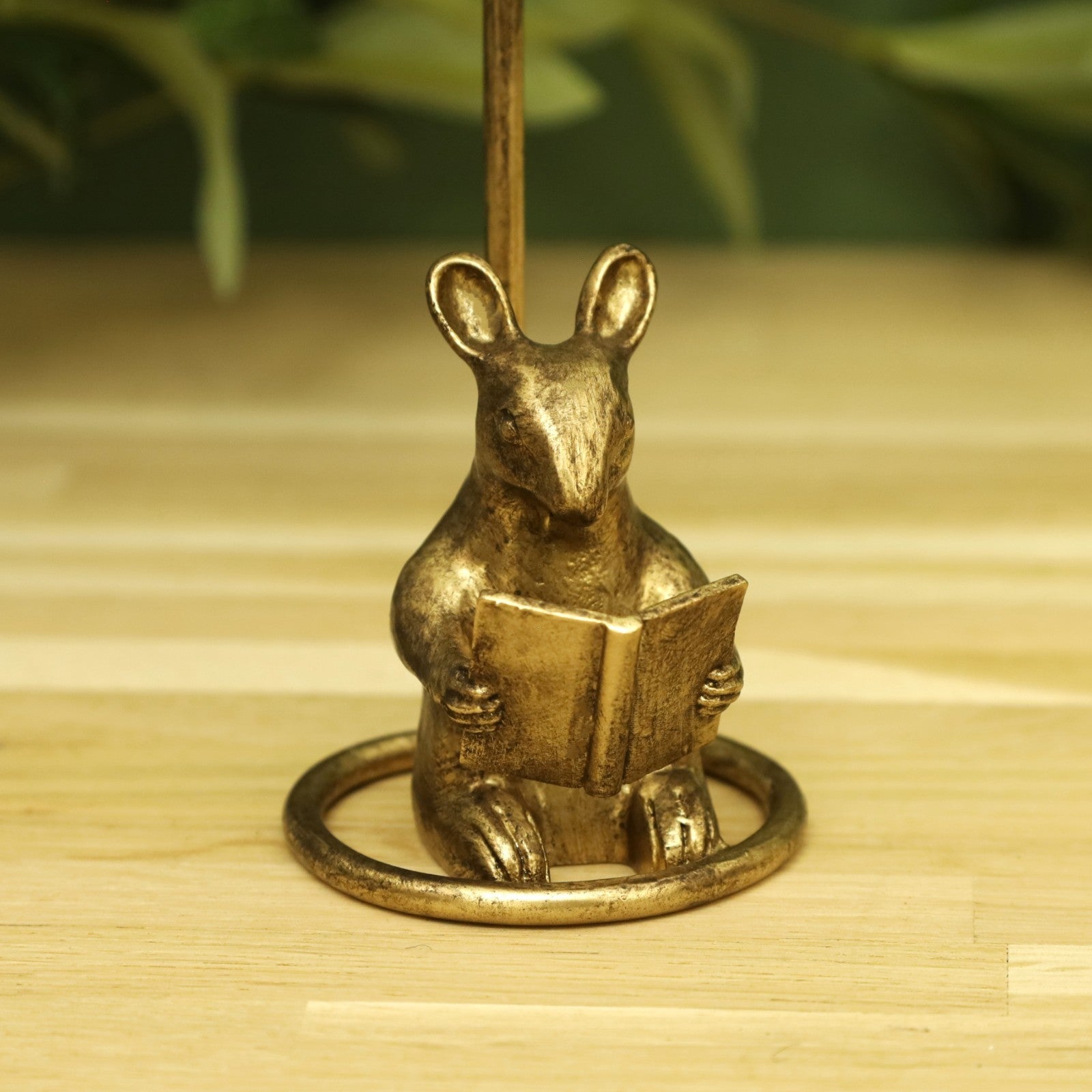 Metal Mouse Candle Holder Antique Gold Reading Mice Dinner Candlestick Ornament