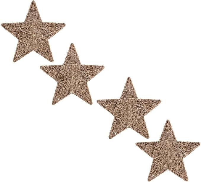 Table Place Mats Jute Rope Woven Star Xmas Party Dinner Table Decor Top Mats Chr