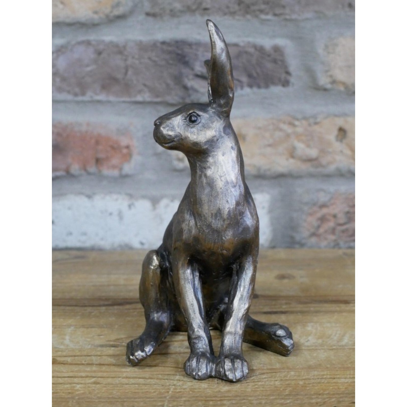Resin Sitting Hare Figurine Statue Decorative Ornament Bronze Rabbit Sculpture