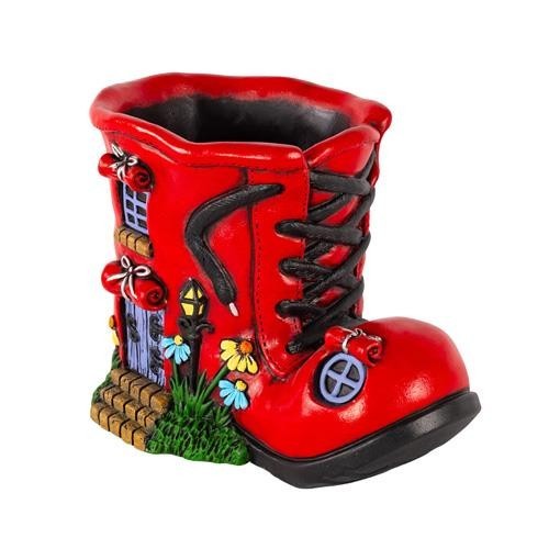 Cement Red Fairy Door House Planter 19cm Christmas Xmas Home Garden Plant Pot