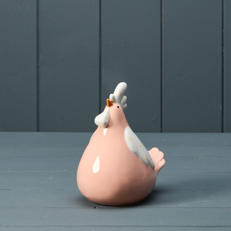 Ceramic Chicken Ornaments Multicolour Gloss Spring Home Shelf Sitter Figurine