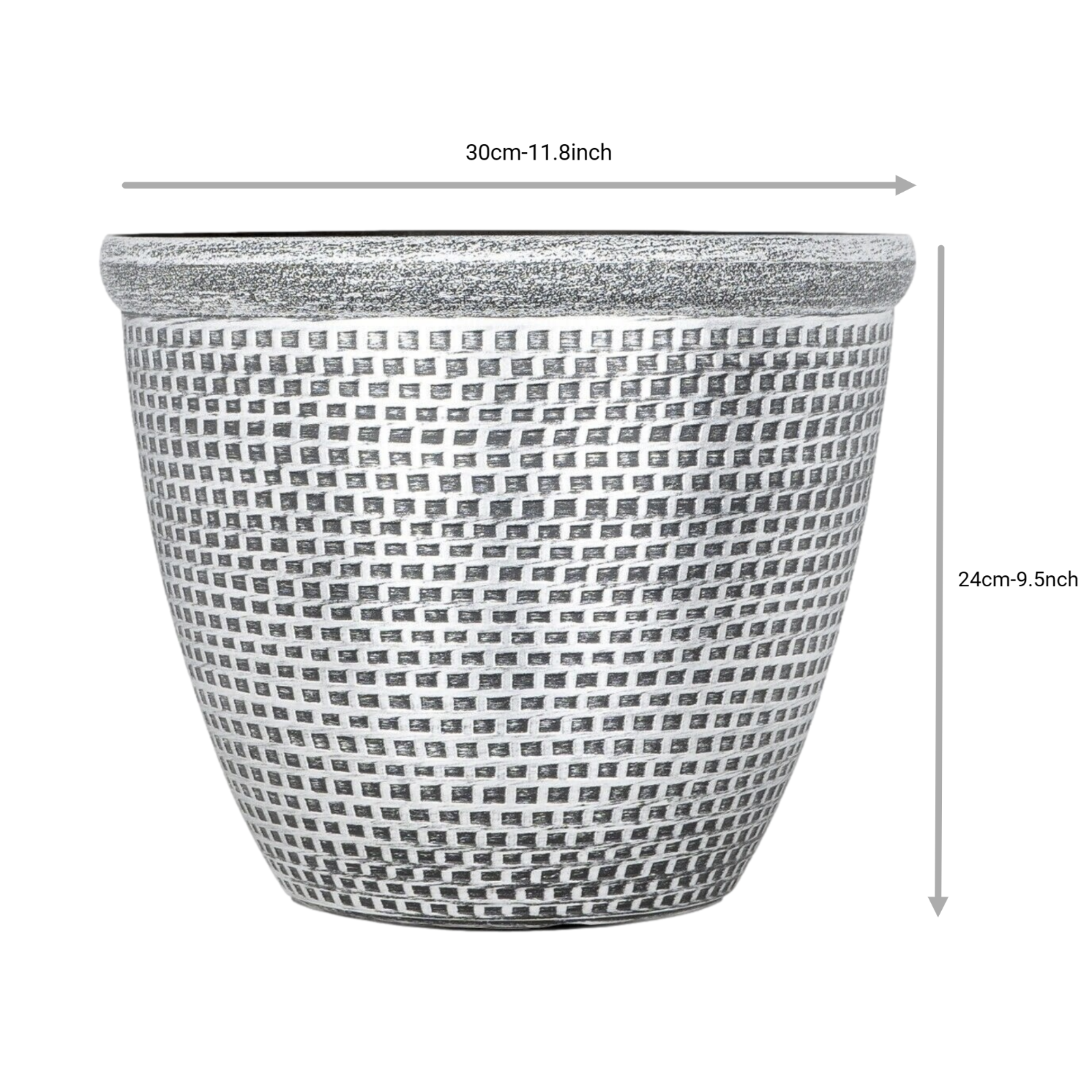 4Pc Silver Round Plastic Planter 30cm Cromarty Plant Pot 10L Flower Garden Decor