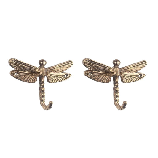 2Pc Metal Gold Dragonfly Coat Hook Vintage Shabby Chic Style Wall Door Hook