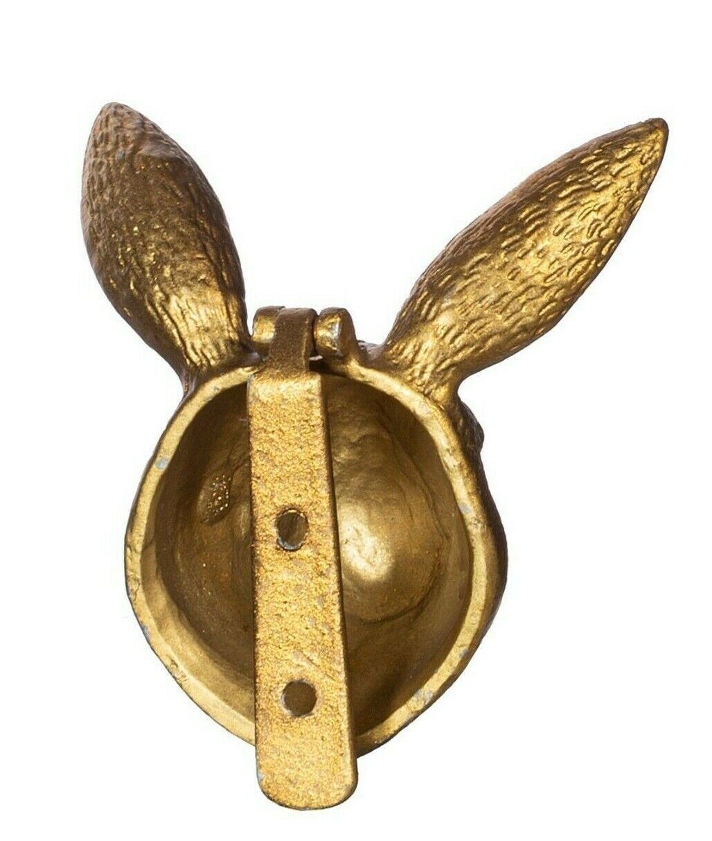 Rabbit Door Knocker Rustic Gold Hare Iron Metal Vintage Rustic Design 12cm