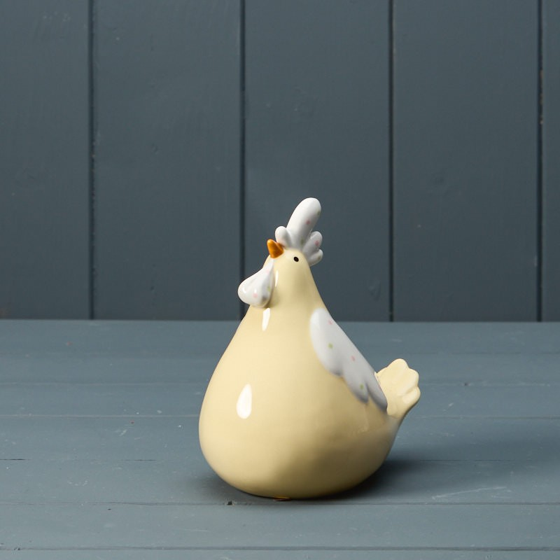 Ceramic Chicken Ornaments Multicolour Gloss Spring Home Shelf Sitter Figurine