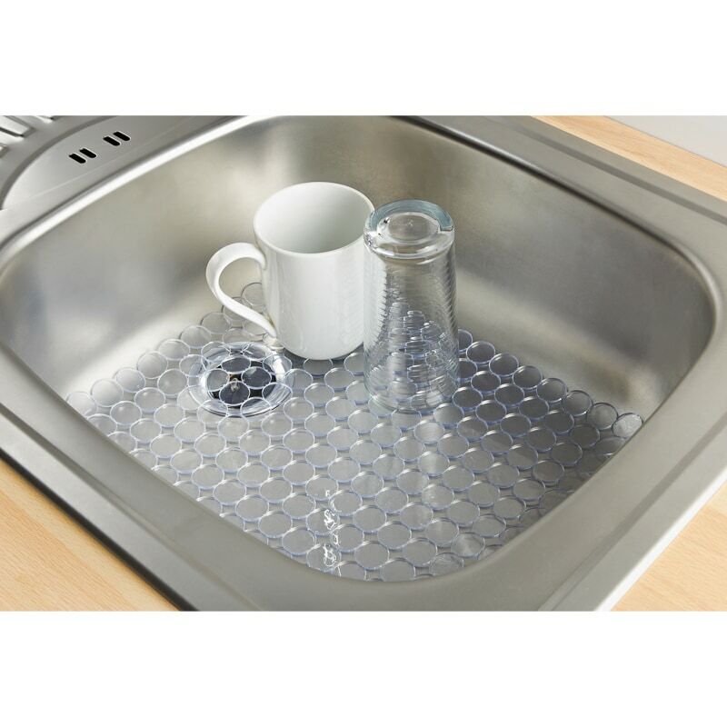 Grey Clear Anti Slip Kitchen Sink Scratch Protector Drainer Sink Mat 