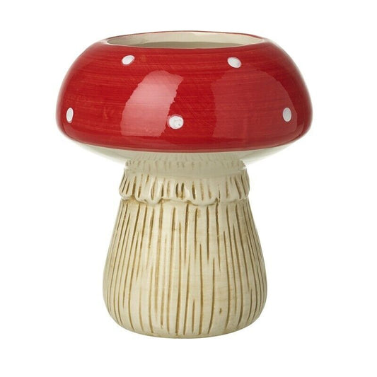 Ceramic Red & White Toadstool Planter 16cm Mushroom Plant Pot Indoor Decorative