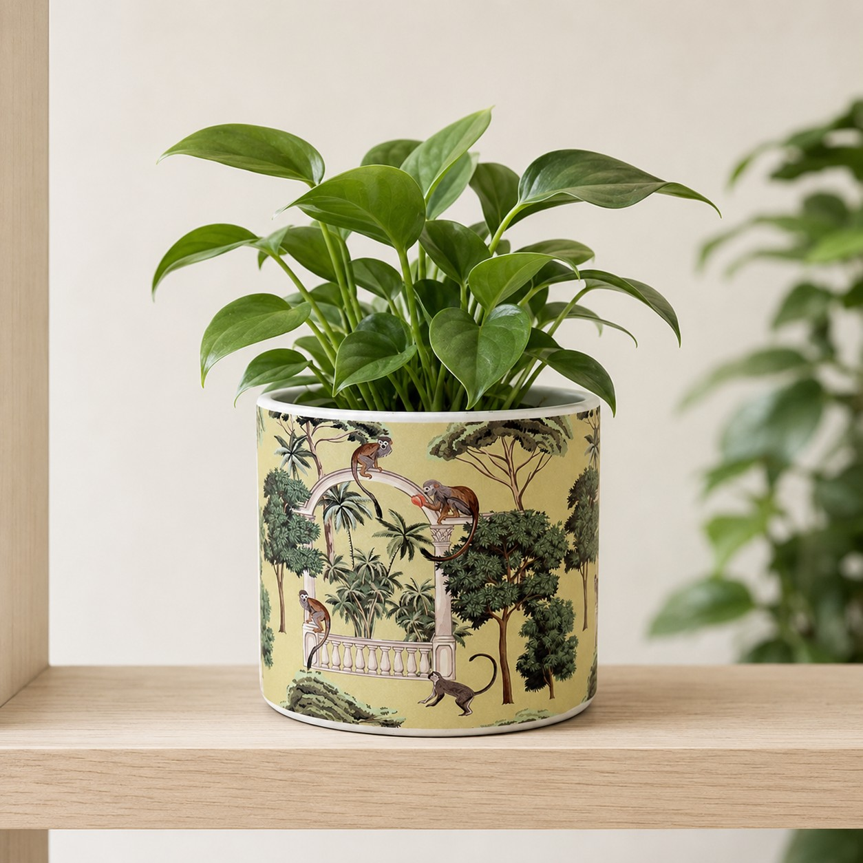 Ceramic Monkey Animal Jungle Scene Planter Pot 12cm Indoor Home Herb Plant Pot