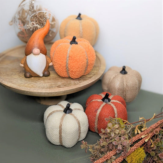 10cm Autumn Harvest Halloween Decor Pumpkin Rustic Jute Fabric Stems Ornament