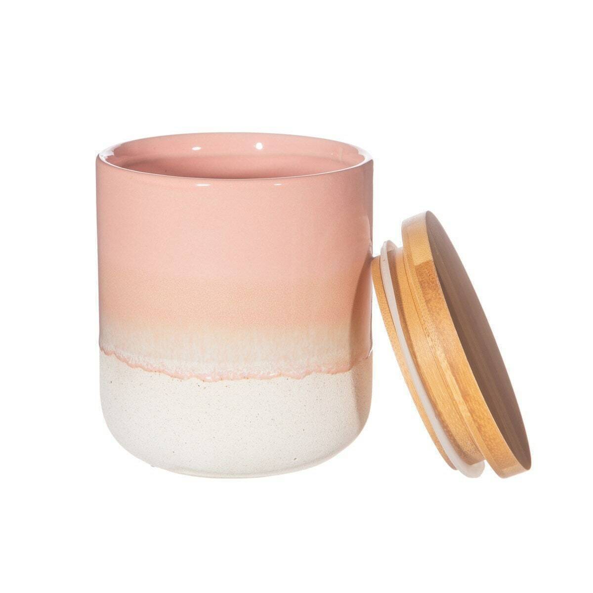 Ceramic Tea Coffee Sugar Biscuits Cookies Canister Storage Jars With Wooden Lids