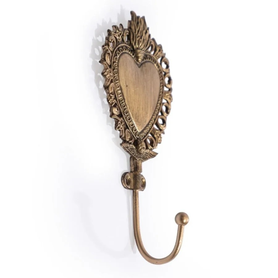 Metal Coat Hook Sacred Heart Antique Gold Wall Mounted Gothic Catholic Key Hook