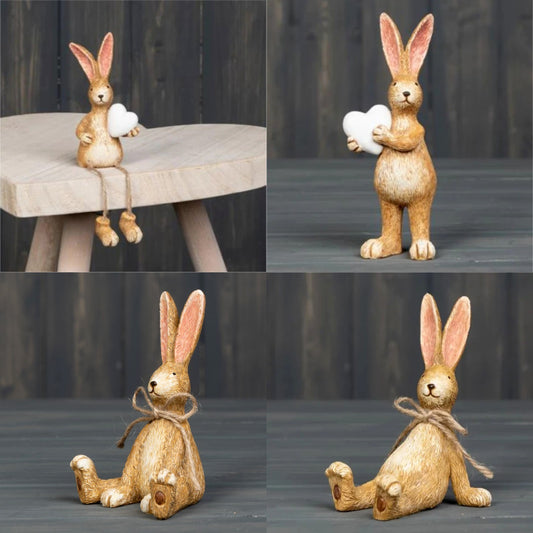 Resin Rabbit Ornament Standing and Sitting Easter Occasion Shelf Sitter Decor