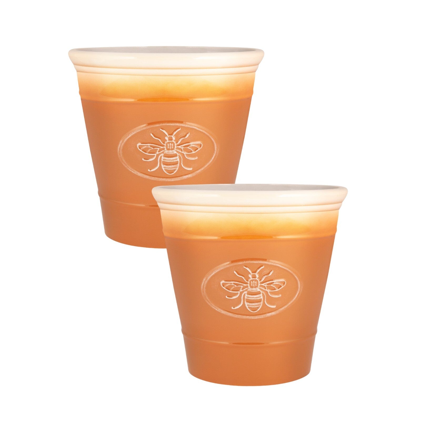 Plastic Orange Plant Pot Bee Embossed 30cm Flower Pot 14L Indoor Garden Planter